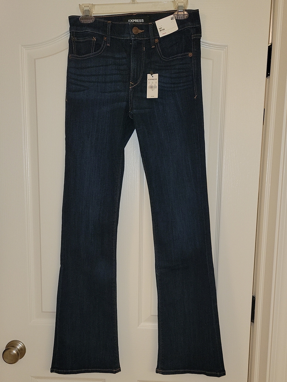 Express Dark Indigo Boot Cut Mid Rise Jeans - Express